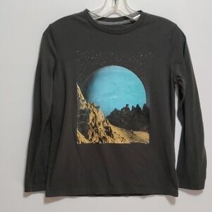 Old Navy Kids Long Sleeve T Shirt Space Planet Graphic Grey Size L 10‎ 12